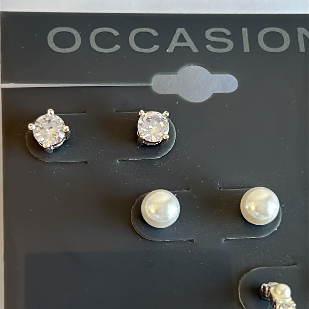 NWT OCCASION Trio Pearl & Rhinestone Set - Picture 4 of 4